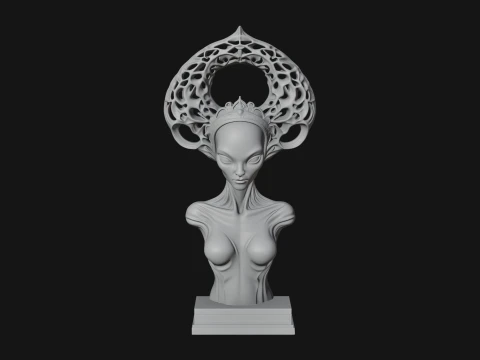 Alien Queen Bust Statue Design 2 - 3D Print Model 3D Print Model