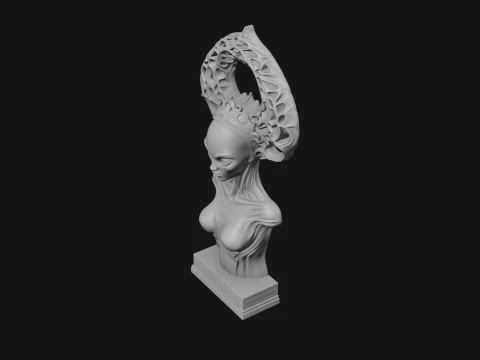 Alien Queen Bust Statue Design 2 - 3D Print Model 3D Print Model