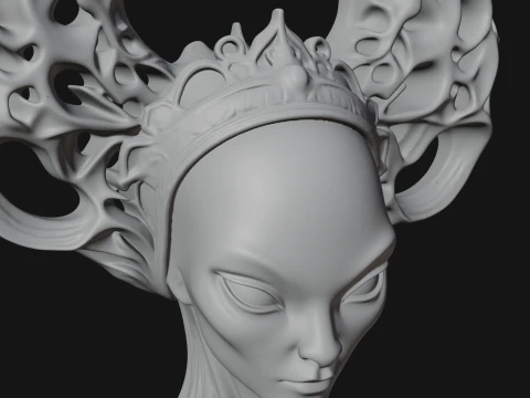 Alien Queen Bust Statue Design 2 - 3D Print Model 3D Print Model
