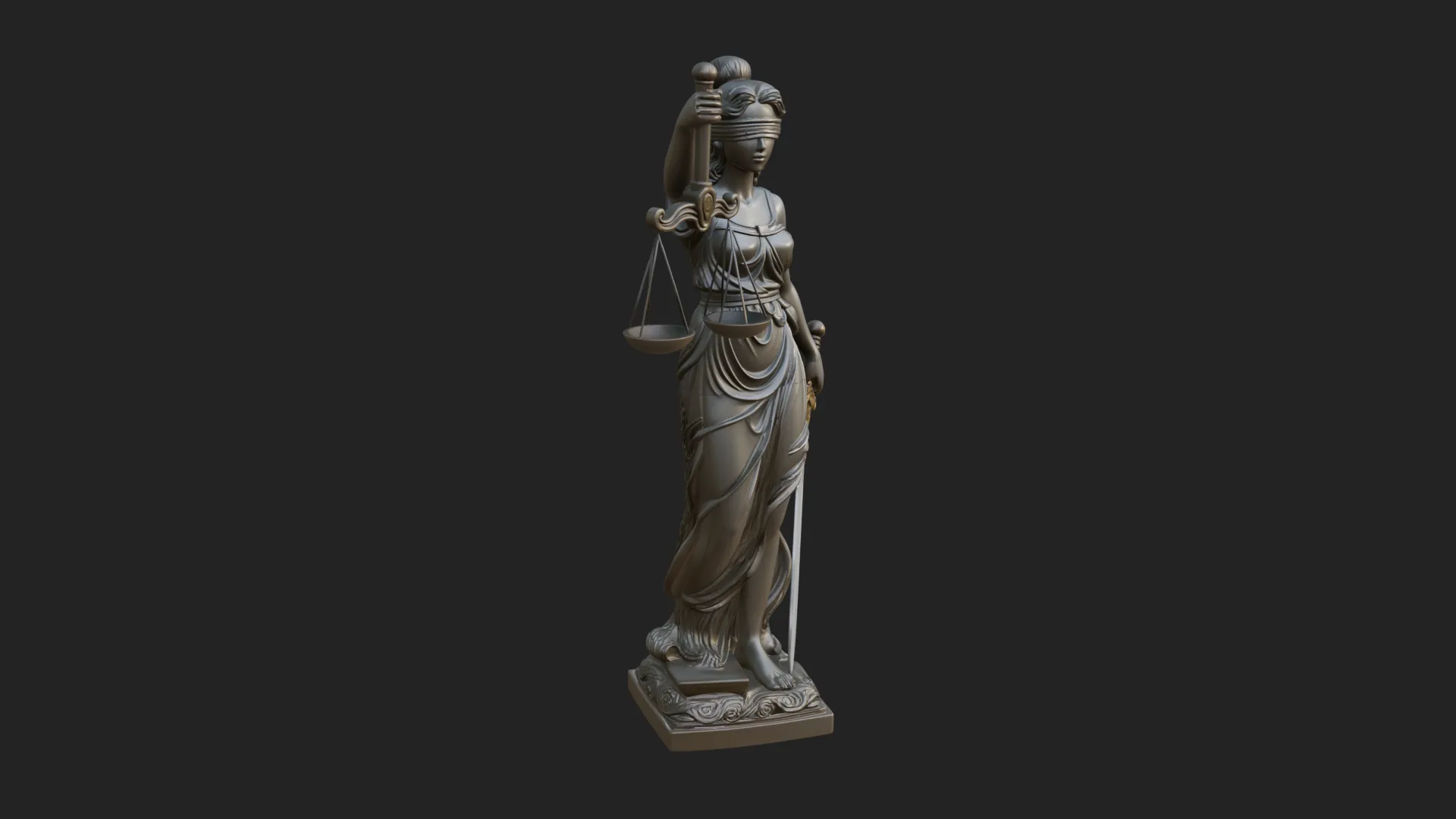 Lady Justice Statue Design 4 - 3D Print Model 3D Print Model .c4d .max .obj .3ds .fbx .stl .blend