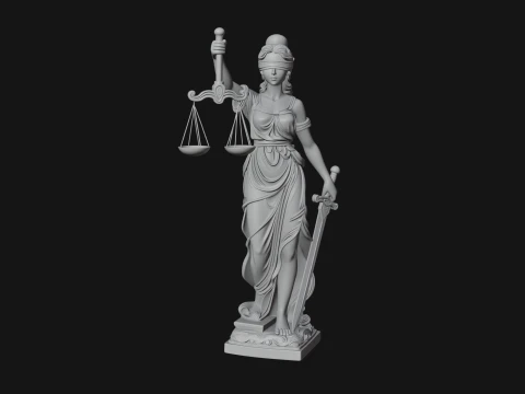 Lady Justice Statue Design 4 - 3D Print Model 3D Print Model