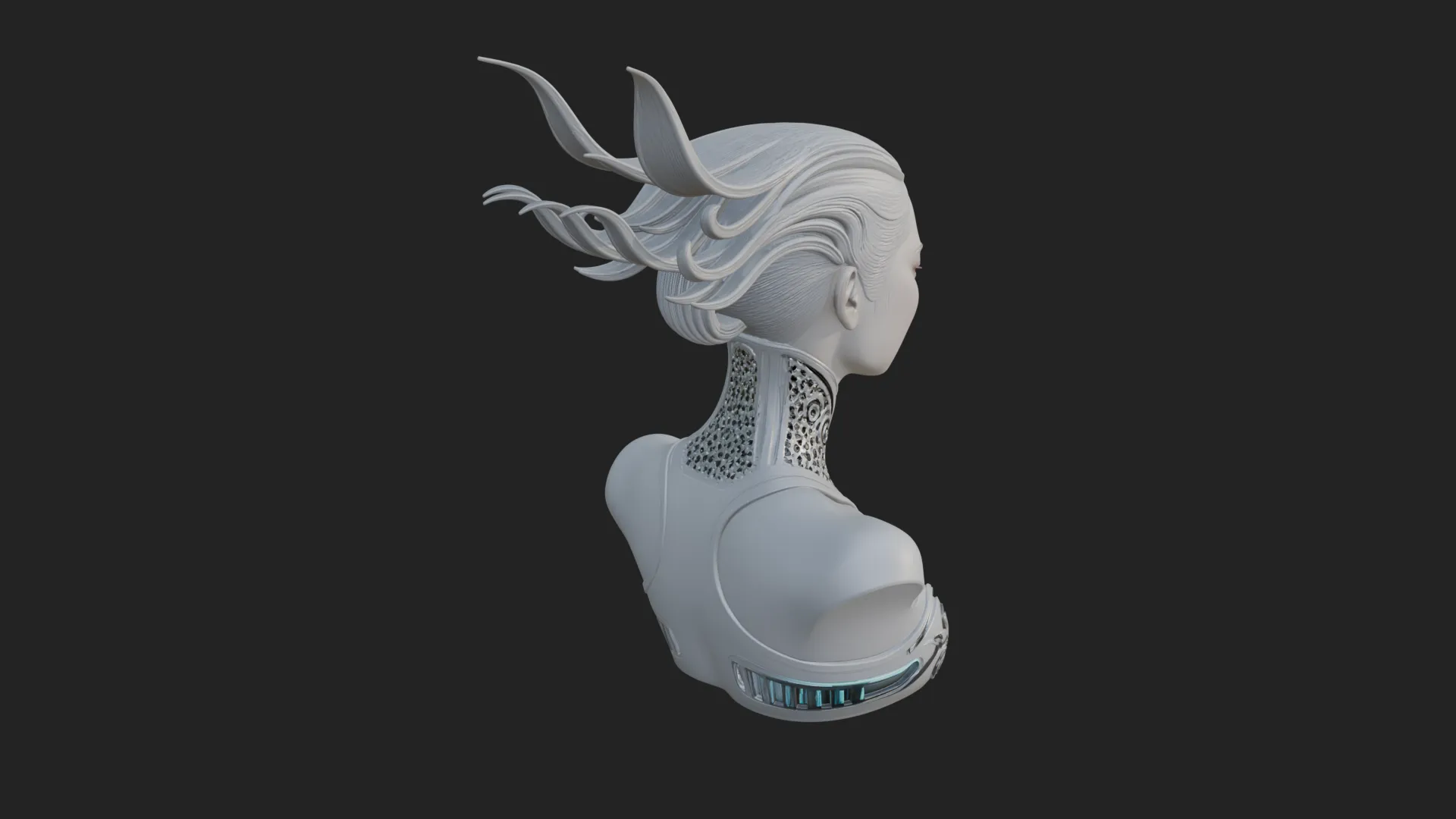Futuristic Woman Bust Statue Design 4 - 3D Print Model 3D Print Model .c4d .max .obj .3ds .fbx .stl .blend 