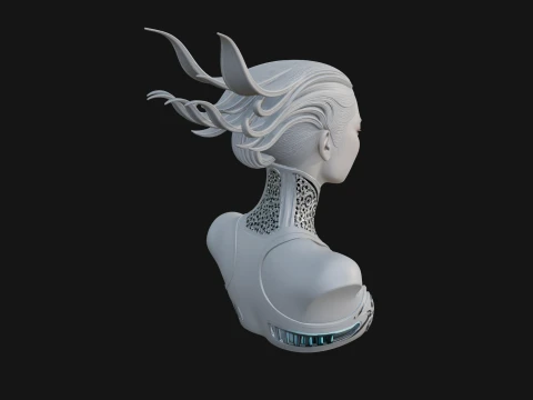 Futuristic Woman Bust Statue Design 4 - 3D Print Model 3D Print Model