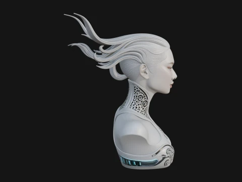 Futuristic Woman Bust Statue Design 4 - 3D Print Model 3D Print Model