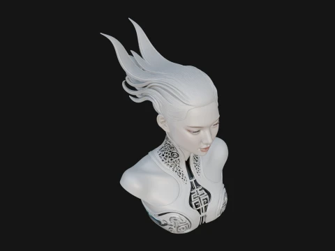 Futuristic Woman Bust Statue Design 4 - 3D Print Model 3D Print Model