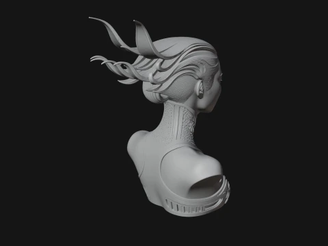 Futuristic Woman Bust Statue Design 4 - 3D Print Model 3D Print Model