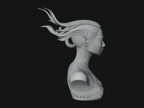 Futuristic Woman Bust Statue Design 4 - 3D Print Model 3D Print Model