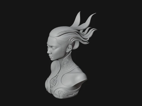 Futuristic Woman Bust Statue Design 4 - 3D Print Model 3D Print Model