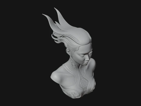 Futuristic Woman Bust Statue Design 4 - 3D Print Model 3D Print Model