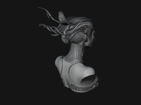 Futuristic Woman Bust Statue Design 4 - 3D Print Model 3D Print Model