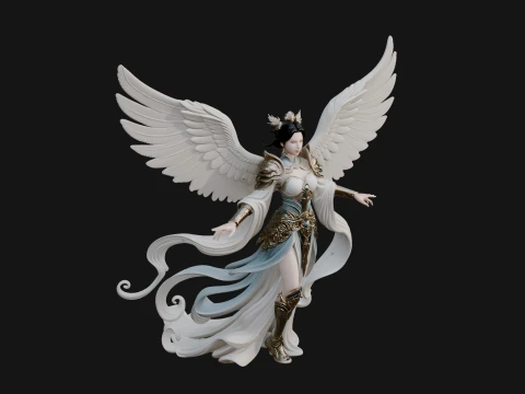 Winged Celestial Fairy Statue Design 1 - 3D Print Model Modèles 3D en vedette