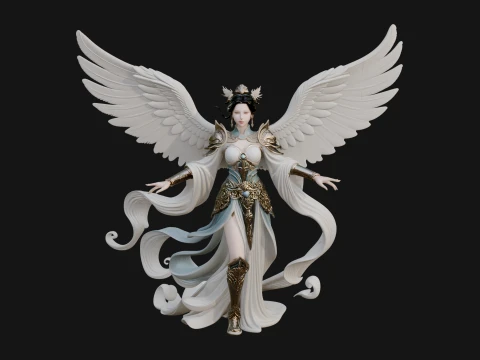 Winged Celestial Fairy Statue Design 1 - 3D Print Model 3D Print Model