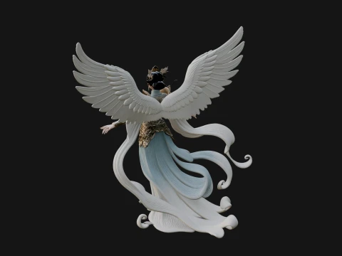 Winged Celestial Fairy Statue Design 1 - 3D Print Model 3D Print Model