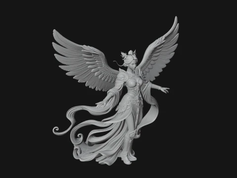 Winged Celestial Fairy Statue Design 1 - 3D Print Model 3D Print Model