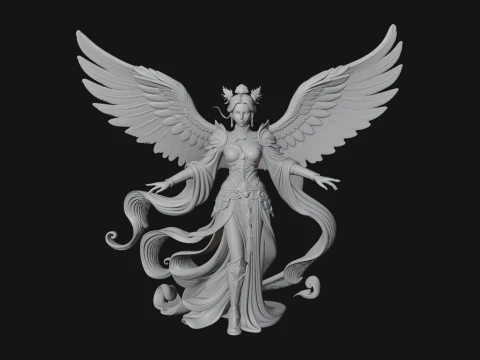 Winged Celestial Fairy Statue Design 1 - 3D Print Model 3D Print Model