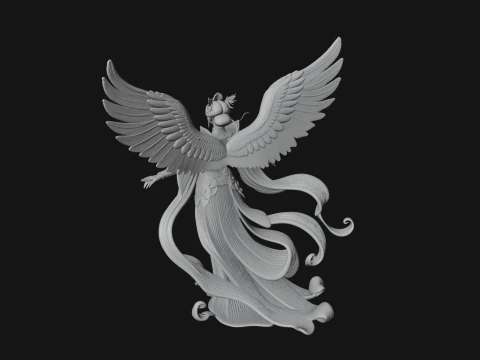 Winged Celestial Fairy Statue Design 1 - 3D Print Model 3D Print Model
