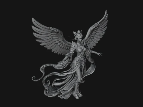 Winged Celestial Fairy Statue Design 1 - 3D Print Model 3D Print Model