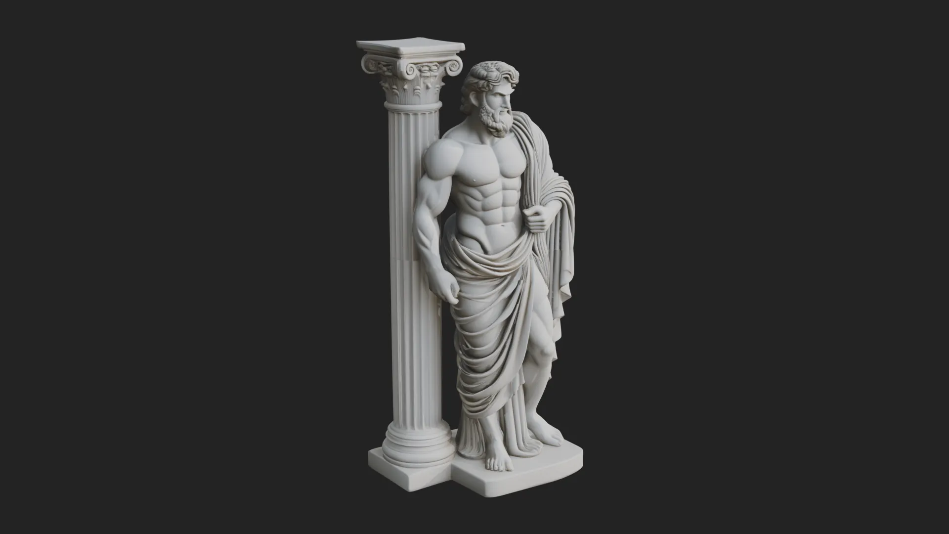 Greek Philosopher with Column Statue Design 2 - 3D Print Model 3D Print Model .c4d .max .obj .3ds .fbx .stl .blend 