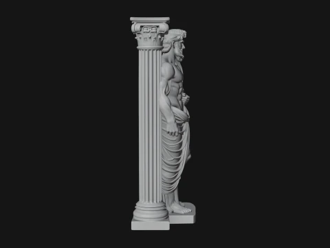Greek Philosopher with Column Statue Design 2 - 3D Print Model 3D Print Model