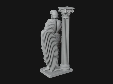 Greek Philosopher with Column Statue Design 2 - 3D Print Model 3D Print Model