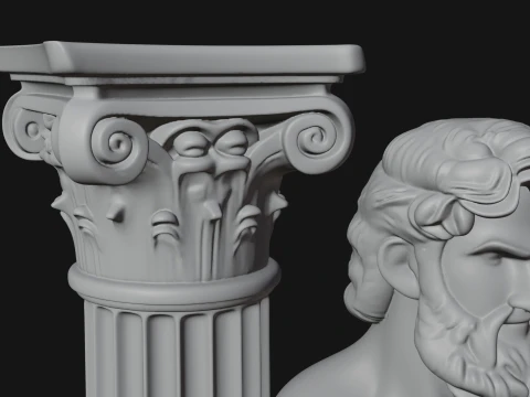 Greek Philosopher with Column Statue Design 2 - 3D Print Model 3D Print Model