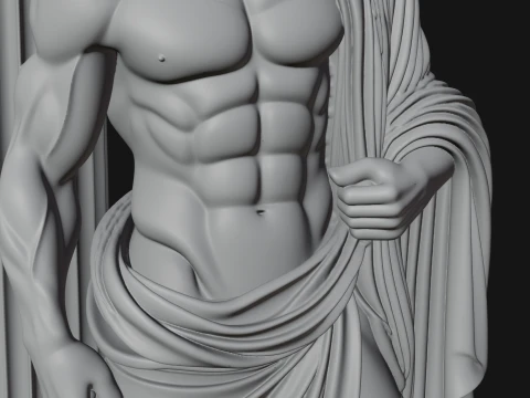 Greek Philosopher with Column Statue Design 2 - 3D Print Model 3D Print Model