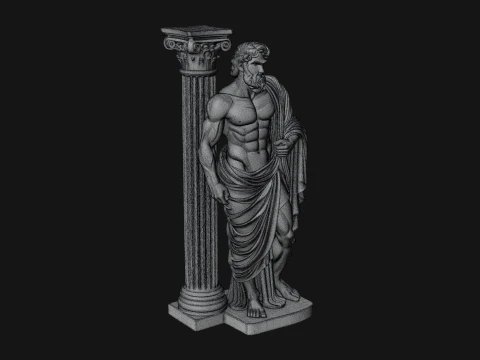 Greek Philosopher with Column Statue Design 2 - 3D Print Model 3D Print Model