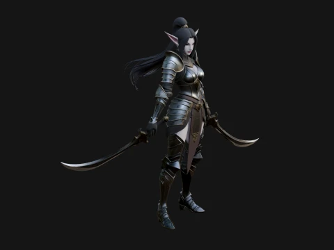 Dark Elf Warrior Woman Statue Design 1 - 3D Print Model Model do druku 3D