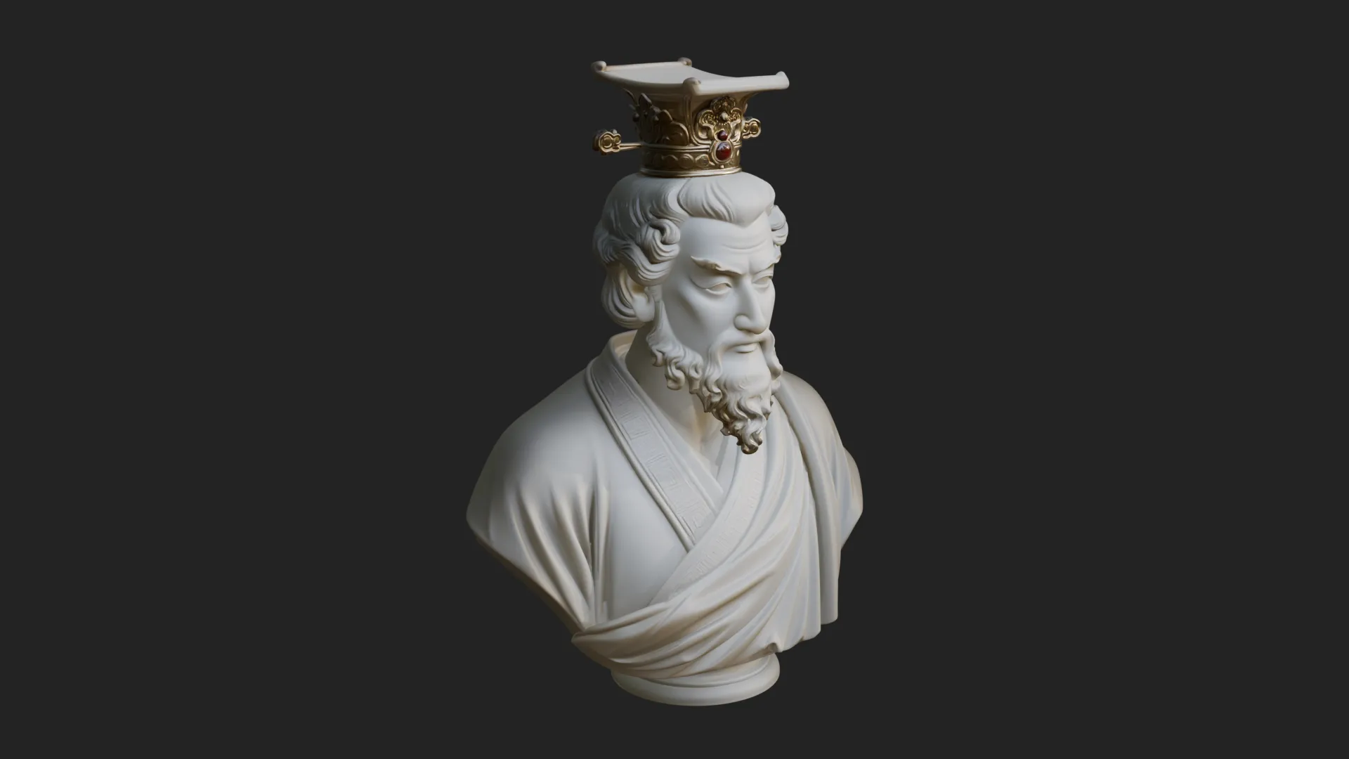 Crowned Philosopher Bust Statue Design 2 - 3D Print Model 3D Print Model .c4d .max .obj .3ds .fbx .stl .blend 