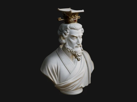 Crowned Philosopher Bust Statue Design 2 - 3D Print Model 3D Print Model