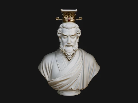 Crowned Philosopher Bust Statue Design 2 - 3D Print Model 3D Print Model