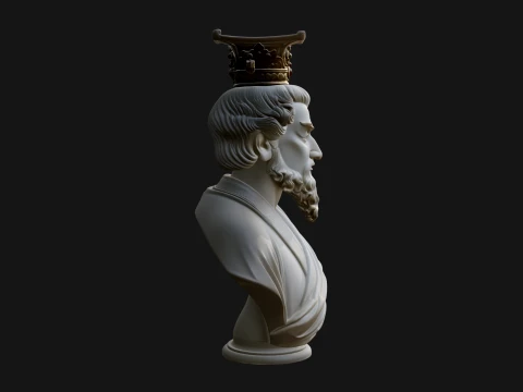 Crowned Philosopher Bust Statue Design 2 - 3D Print Model 3D Print Model