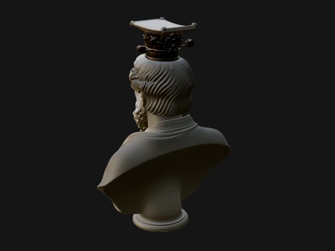 Crowned Philosopher Bust Statue Design 2 - 3D Print Model 3D Print Model