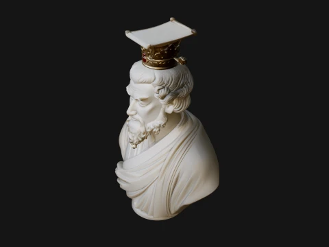 Crowned Philosopher Bust Statue Design 2 - 3D Print Model 3D Print Model