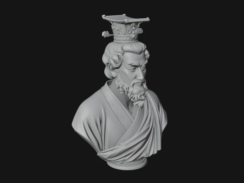 Crowned Philosopher Bust Statue Design 2 - 3D Print Model 3D Print Model