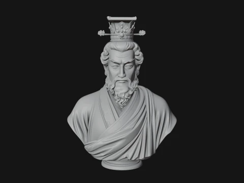 Crowned Philosopher Bust Statue Design 2 - 3D Print Model 3D Print Model