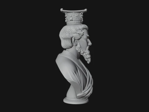 Crowned Philosopher Bust Statue Design 2 - 3D Print Model 3D Print Model