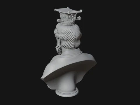 Crowned Philosopher Bust Statue Design 2 - 3D Print Model 3D Print Model