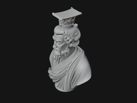 Crowned Philosopher Bust Statue Design 2 - 3D Print Model 3D Print Model
