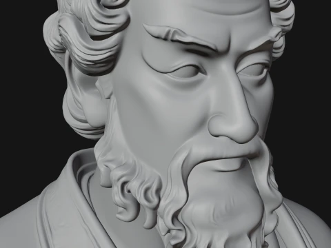 Crowned Philosopher Bust Statue Design 2 - 3D Print Model 3D Print Model