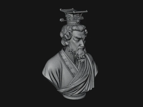 Crowned Philosopher Bust Statue Design 2 - 3D Print Model 3D Print Model