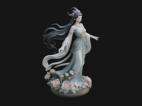 Flying Celestial Fairy Statue Design 2 - 3D Print Model 3D Print Model