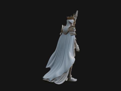 Crowned Queen with Spear Statue Design 2 - 3D Print Model 3D Print Model