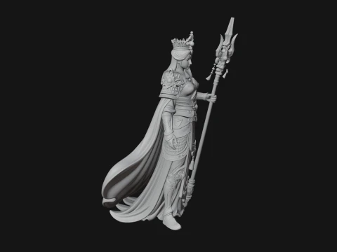 Crowned Queen with Spear Statue Design 2 - 3D Print Model 3D Print Model