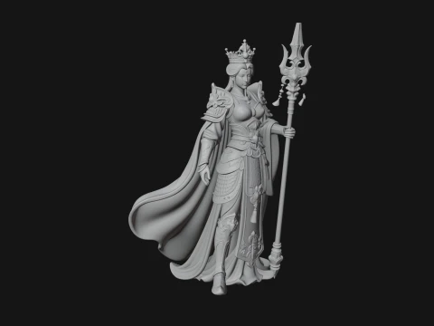 Crowned Queen with Spear Statue Design 2 - 3D Print Model 3D Print Model