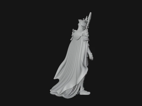 Crowned Queen with Spear Statue Design 2 - 3D Print Model 3D Print Model