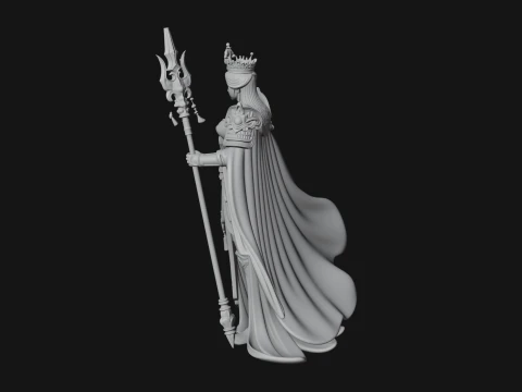 Crowned Queen with Spear Statue Design 2 - 3D Print Model 3D Print Model