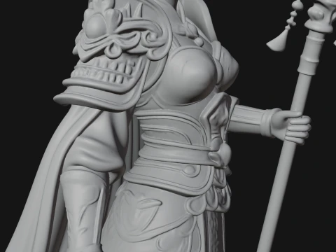 Crowned Queen with Spear Statue Design 2 - 3D Print Model 3D Print Model