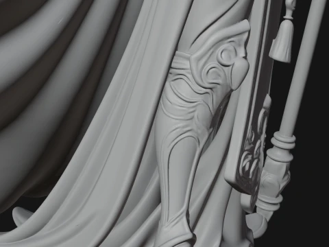 Crowned Queen with Spear Statue Design 2 - 3D Print Model 3D Print Model