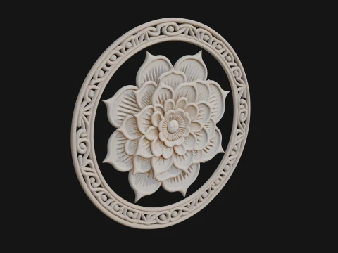 Lotus Mandala Wall Plaque Design 2 - 3D Print Model 3D Print Model